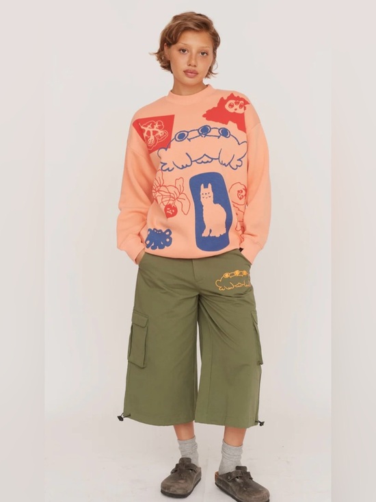 Lazy Oaf Tops - Lazy Oaf folky frog peach sweatshirt